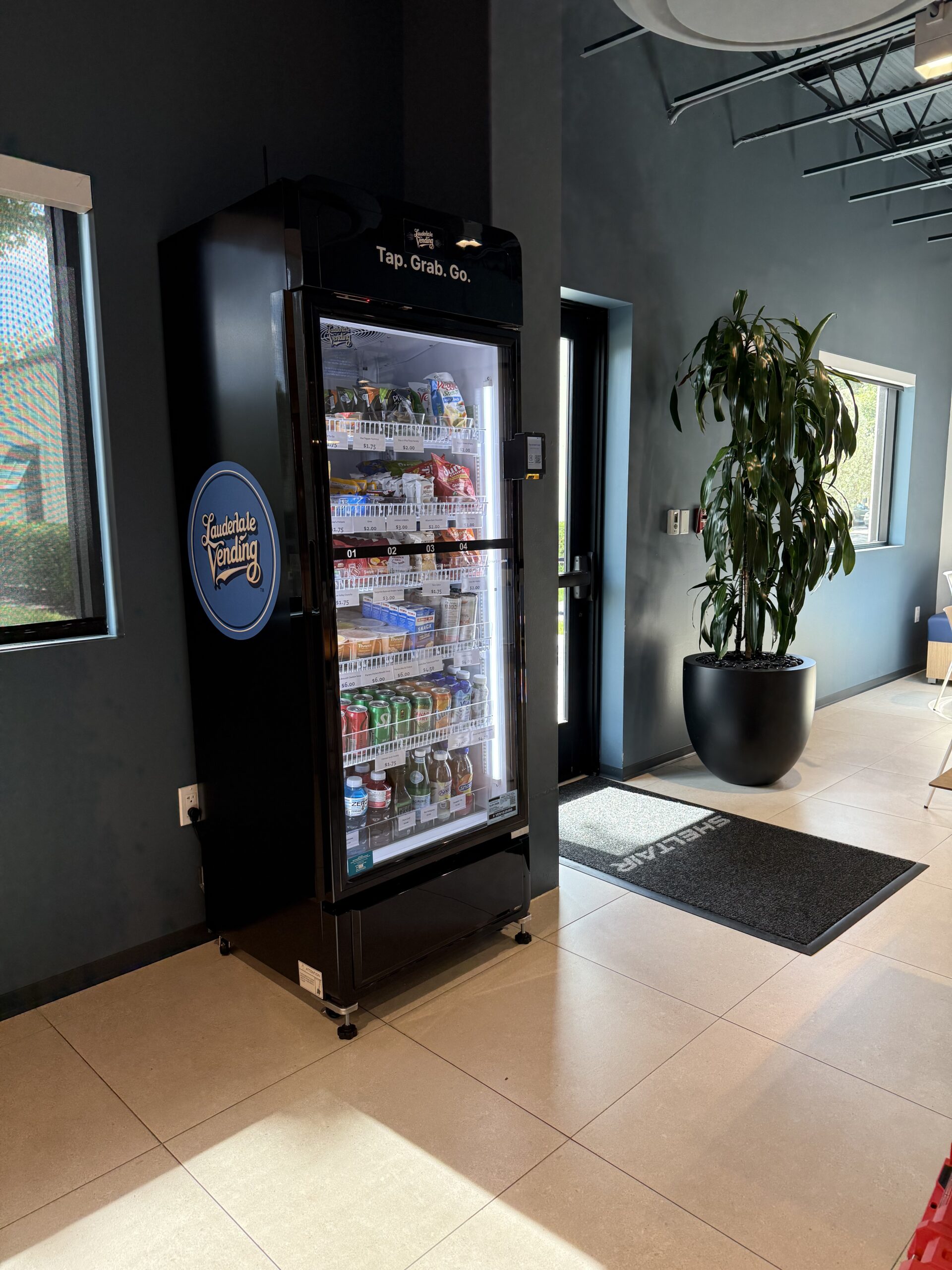 AI smart cooler installed at an FBO lobby