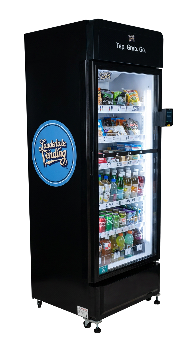 Lauderdale Vending AI Smart Cooler — Tap, Grab, Go
